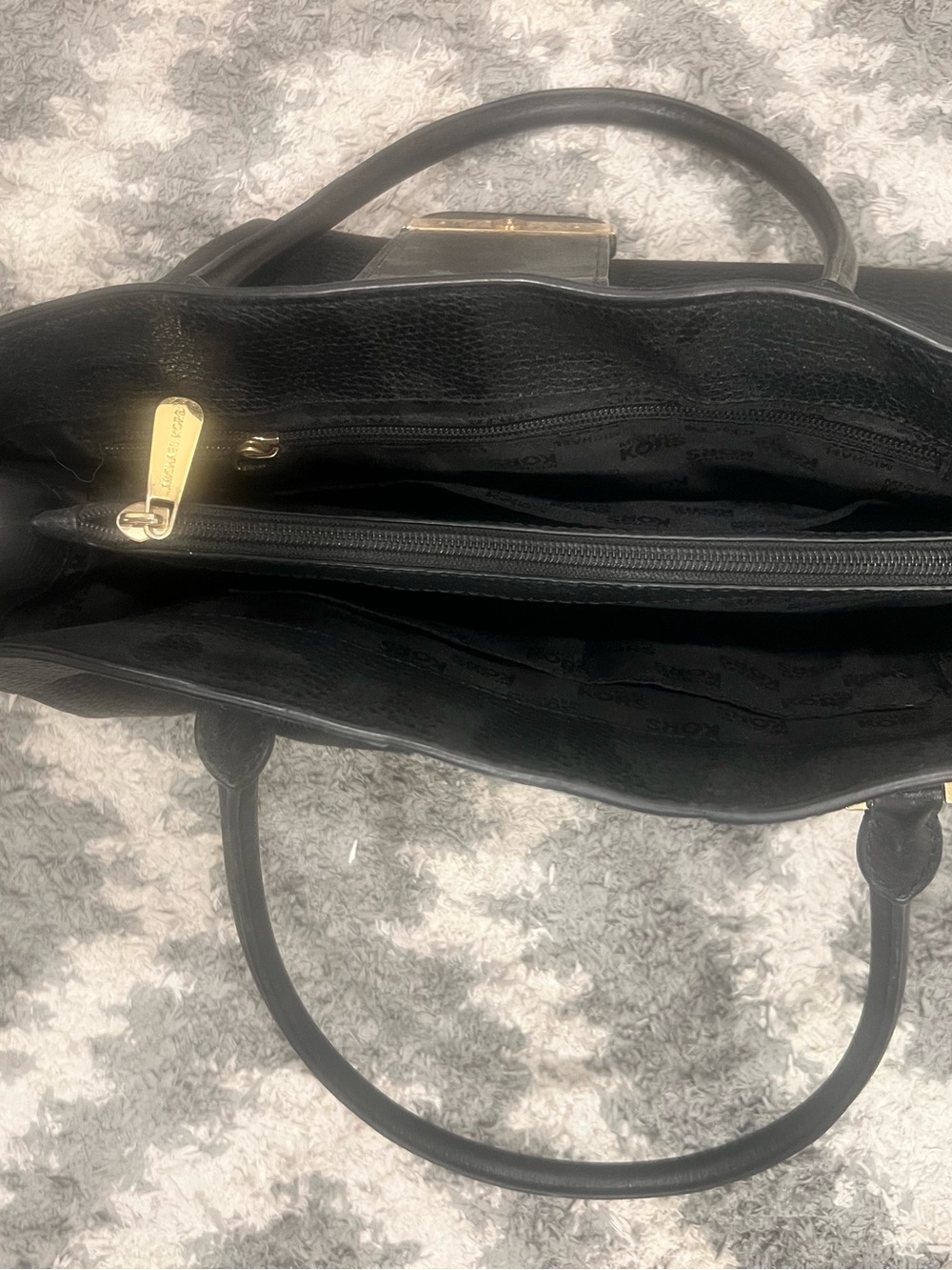Michael Kors Black Leather Shoulder Tote with Gold Hardware - Picture 3 of 5